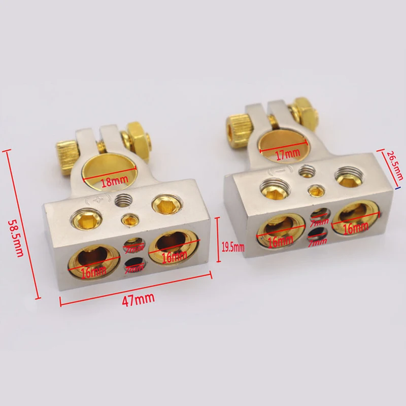 Mayitr 2pcs 2x0(2) GA2x8GA Car Audio Battery Terminal Connector Clamps Metal Positive Negative With Cover Parts Accessories | Автомобили и