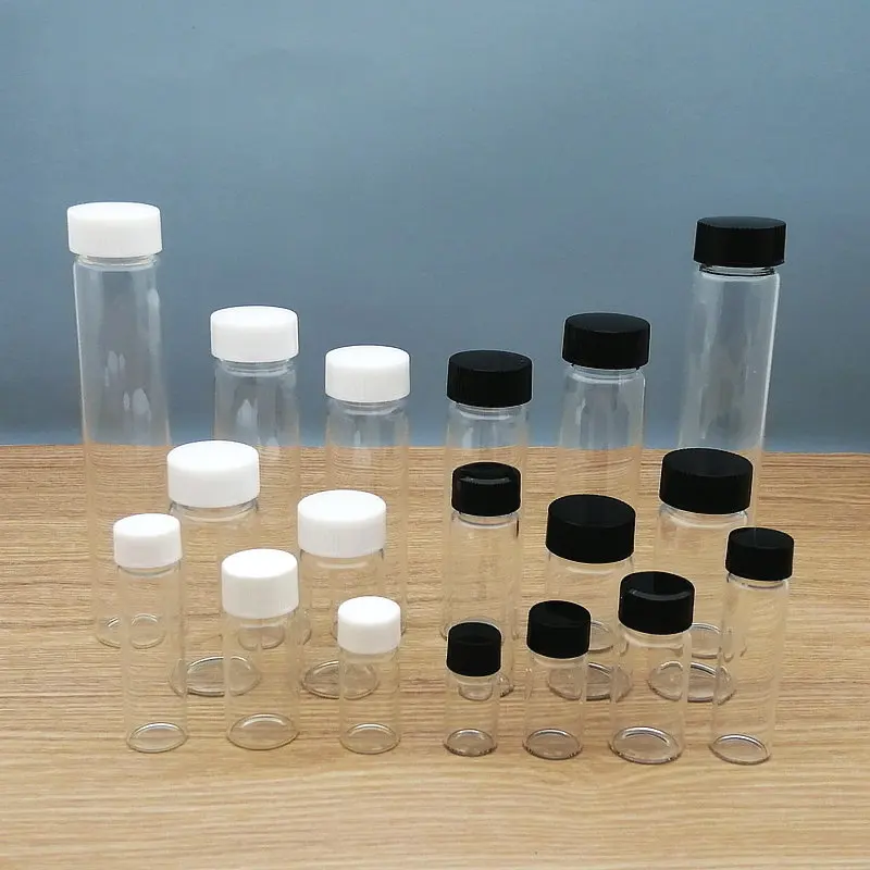 20pcs/lot Lab Clear Glass Sample Bottles,Reagent Sample Vials with Screwcap,Capacity 3/510/15/20/30/40/50/60ml