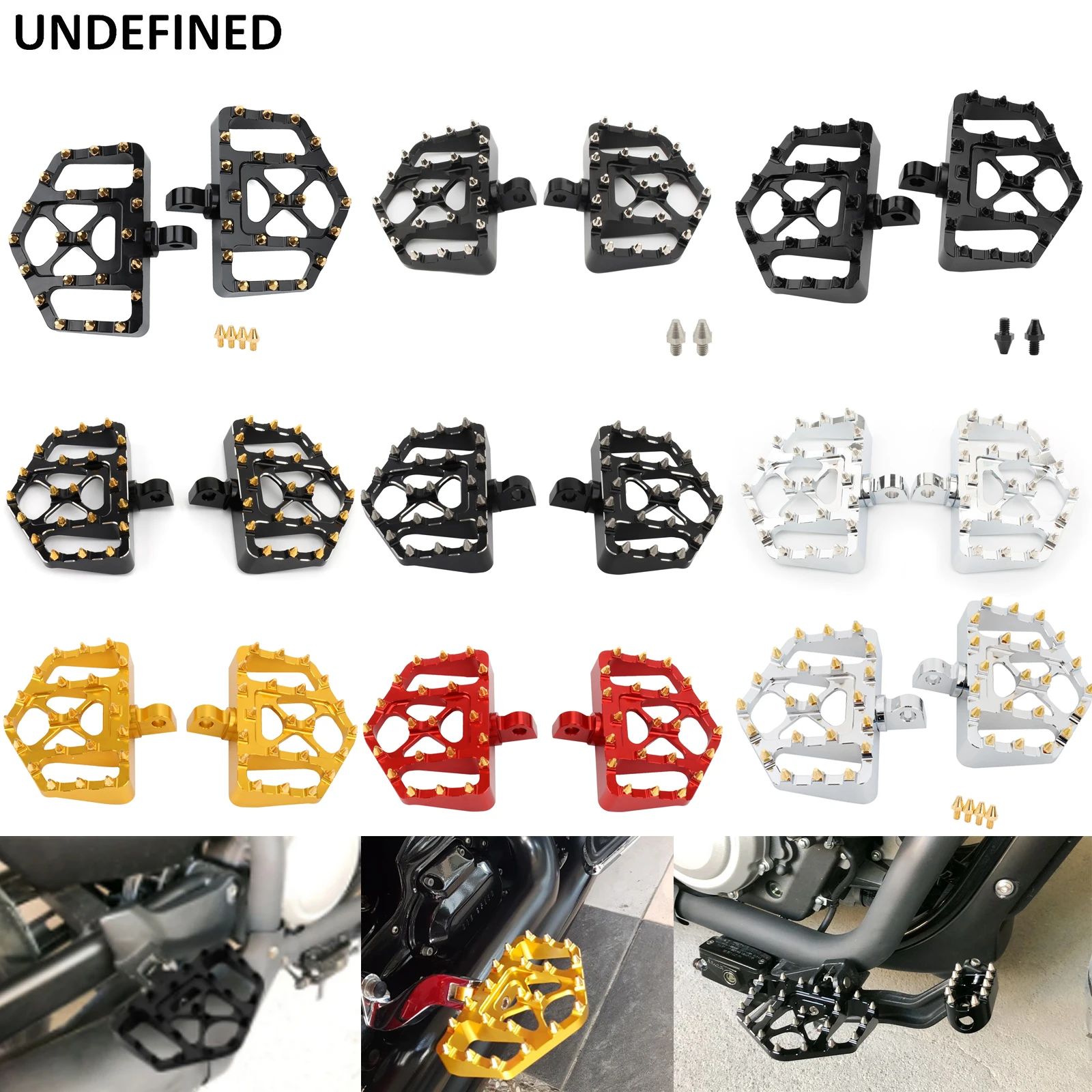 Enlarge MX Foot Pegs Motorcycle Wide Fat Floorboards Chopper Footrests For Harley Dyna Sportster 883 1200 Softail Fatboy Street Bob Slim