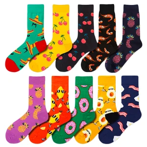 Женские носки Забавные милые Мультяшные Фрукты Вишня Ананас Печенье пончики еда счастливые мужские носки Harajuku Скейтборд носки на весну