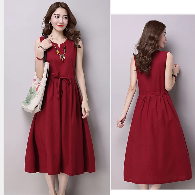 Женское платье Летнее Новое Элегантное модное больших размеров без рукавов