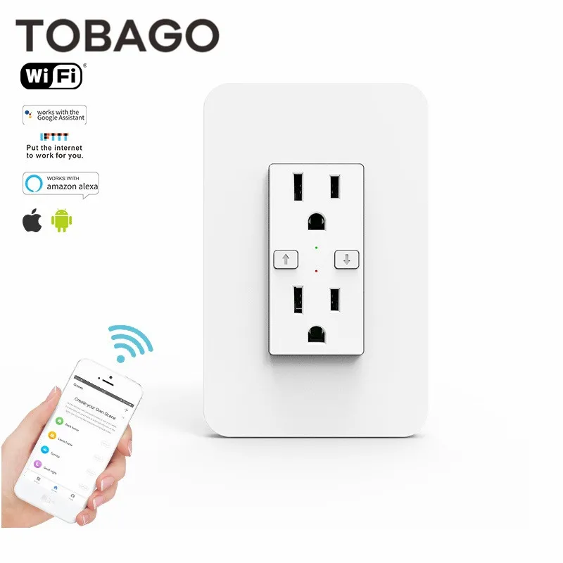 TOBAGO, США, умный настенный выключатель, таймер, Wifi розетка с дуплексной независимая розетка AC TR