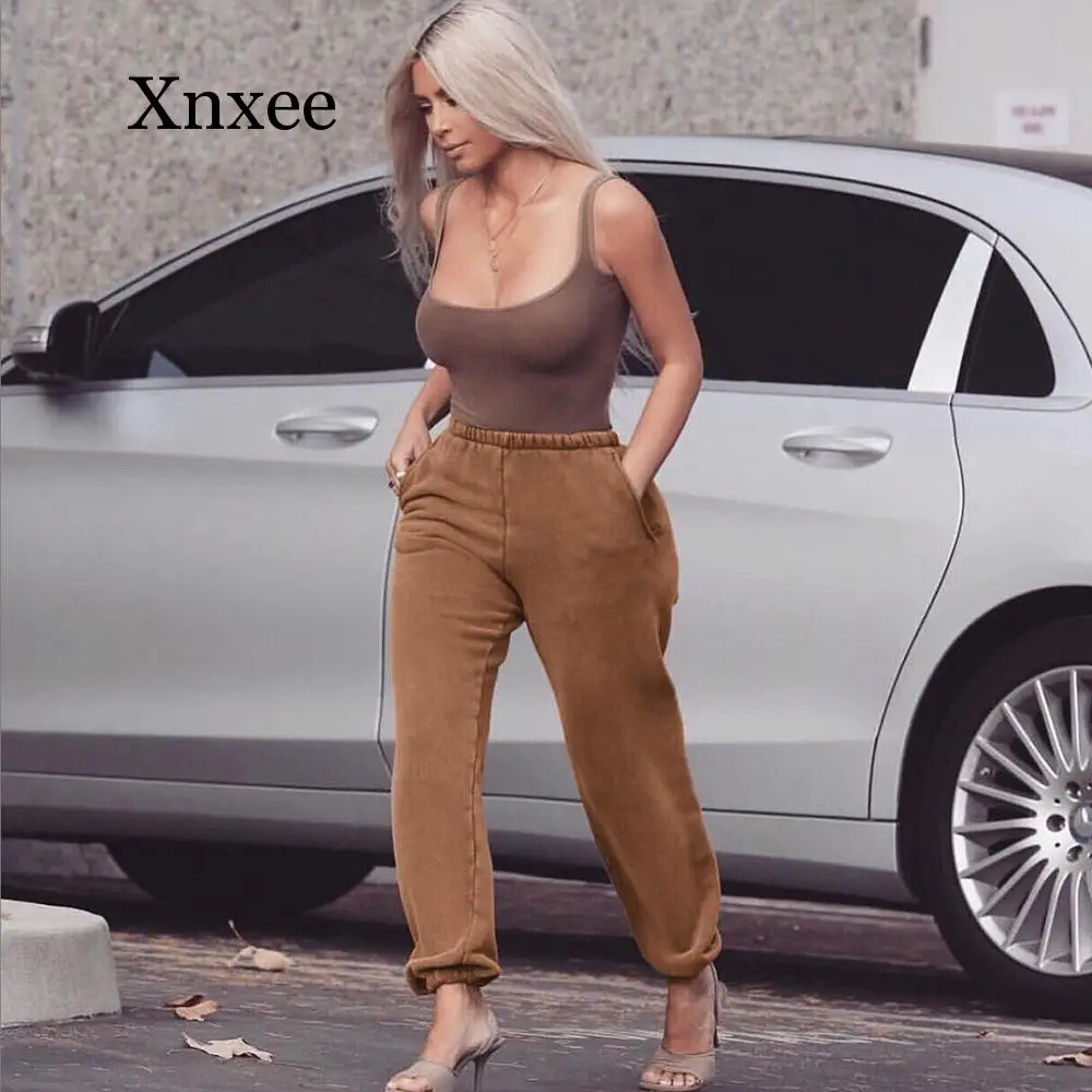 

Elastic Waist Thick Fleece Sweatpants Autumn Winter Baggy Joggers Mujer Hip Hop Track Pants Women Streetwear sport pants black