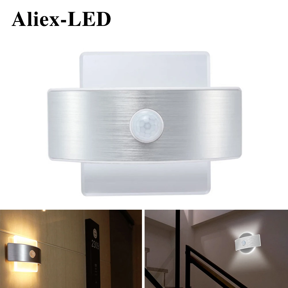 Перезаряжаемый светодиодный ночник с пассивным ИК датчиком движения лампа для