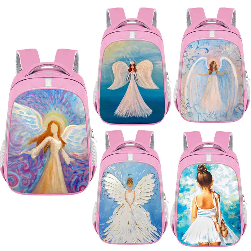 

Fairy Angel Oil Painting Print Backpack Girls Ballet Dancer School Bag Children Casual Daypack Teenage Portable Bookbag