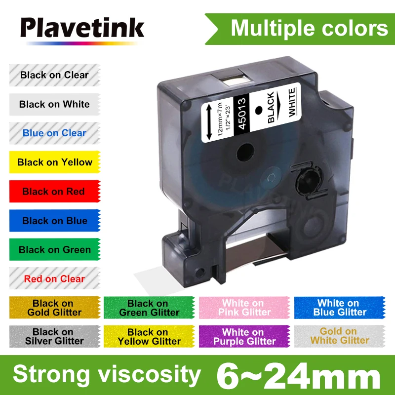 Лента Plavetink совместимая с Dymo 45013 D1 45010 40910 40913 43613 43610 кассета ленты для Label Manager LM 160 280