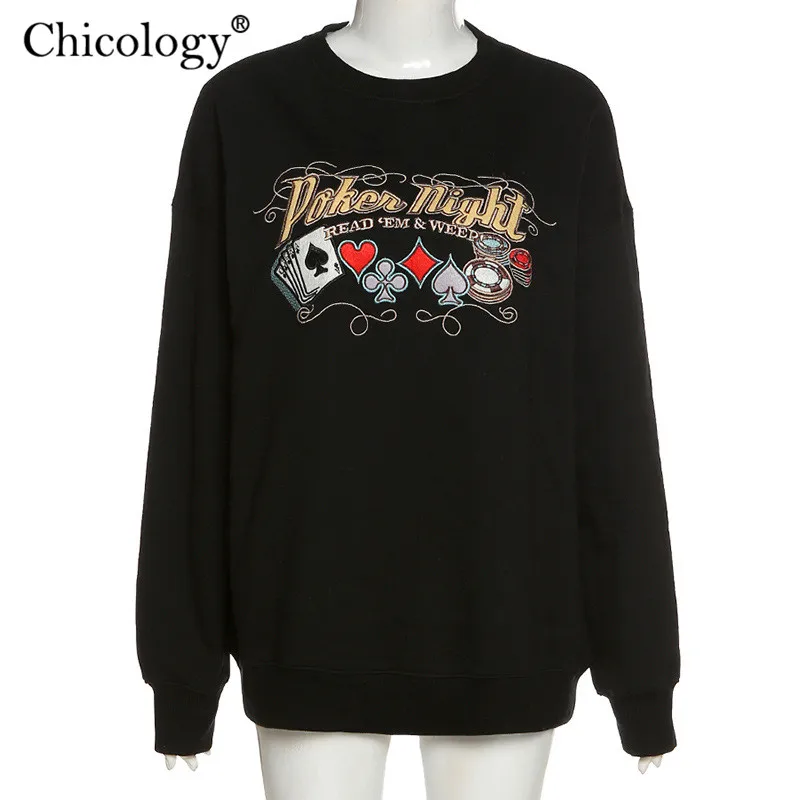 

Chicology Anime Goth Print Sweatshirt Long Sleeve Oversize Top Women 2020 Autumn Winter Clothes Crewneck Streetwear Y2K Gothic