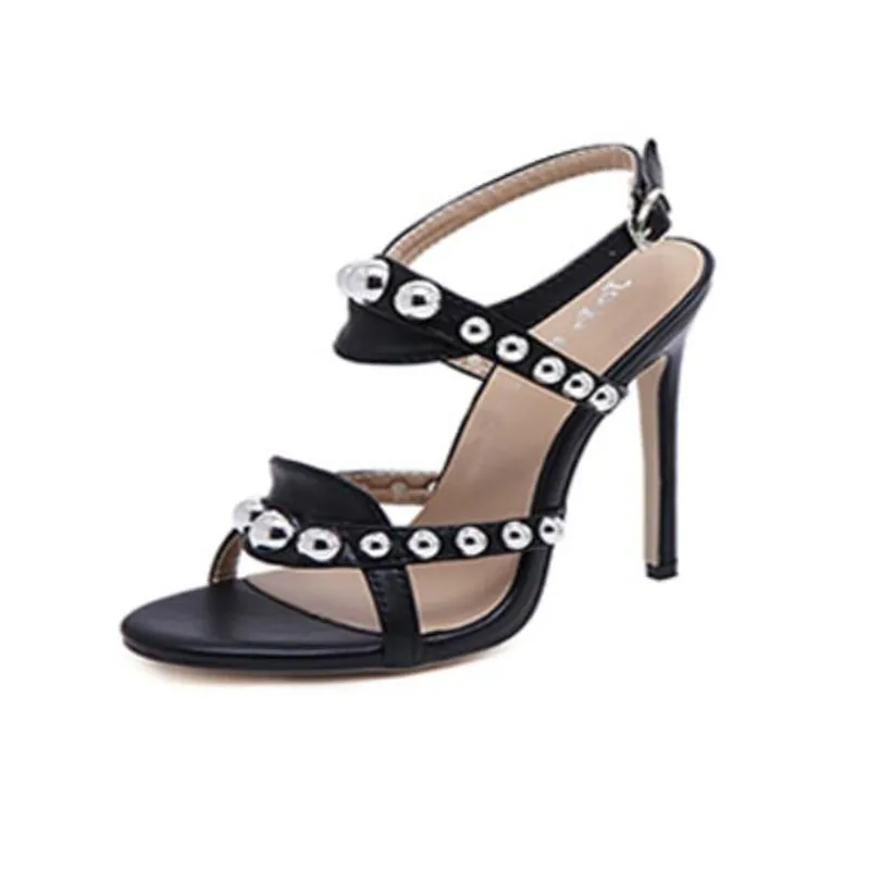 

2021 new net red super sexy rivet ladies sandals high quality fashion show 11 cm stiletto heels size 4-8 9 BBZAI