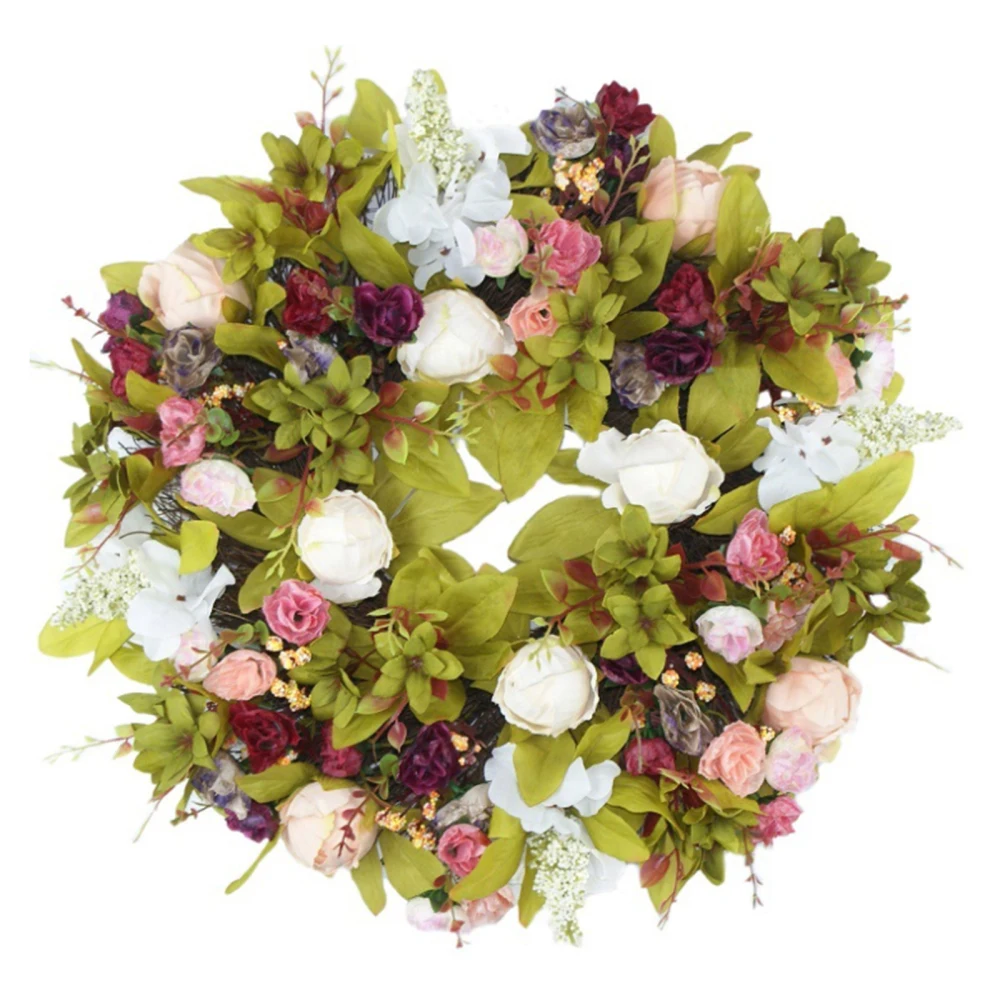 

Wreath Window Rose Garland Artificial Flowers Simulation Silk European Style Wedding Decoration Door Knocker 45cm Wreaths