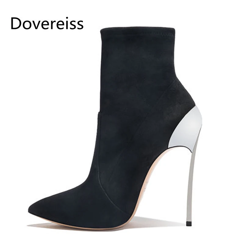 

Dovereiss модная женская обувь; Сезон Зима; Однотонная одежда застежки в сдержанном стиле замшевые туфли с острым носком; Пикантная обувь на шпи...