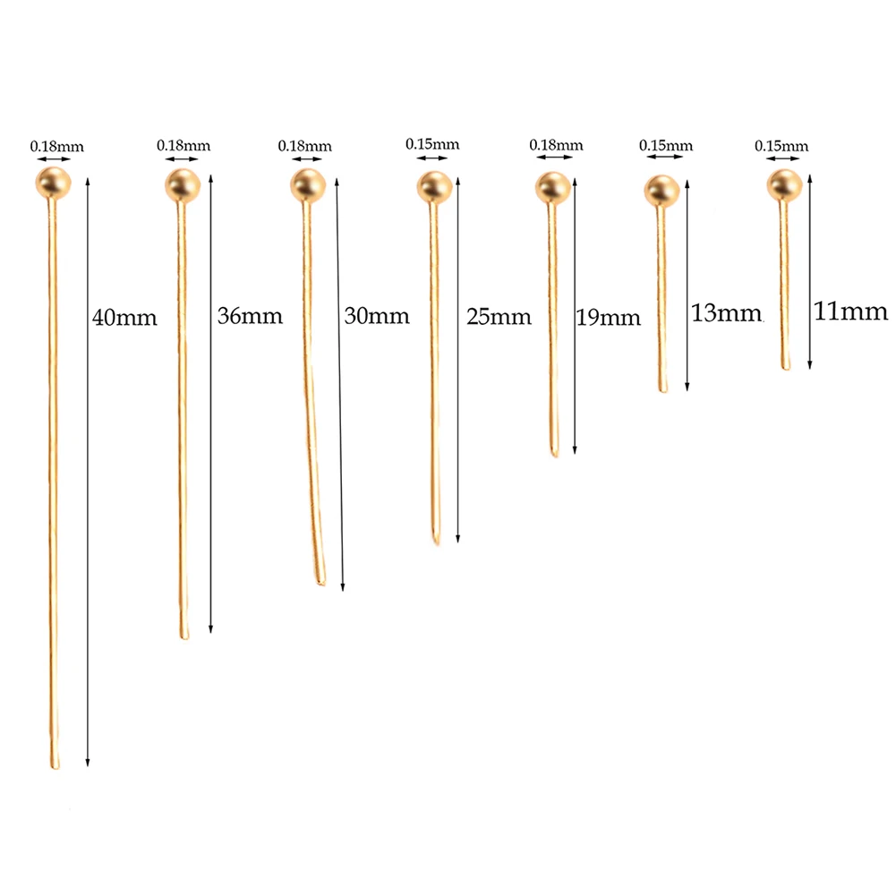 100 шт 8 размеров Нержавеющая сталь штырьки золотого серебряного цвета с