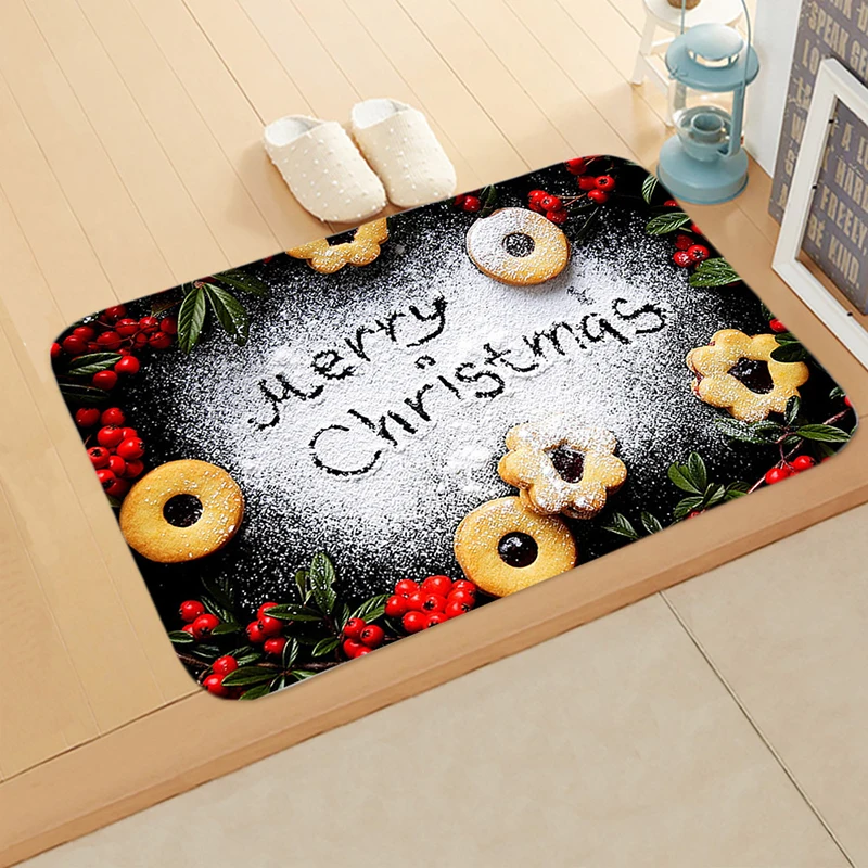 Рождественский декоративный коврик напольный с принтом нескользящий