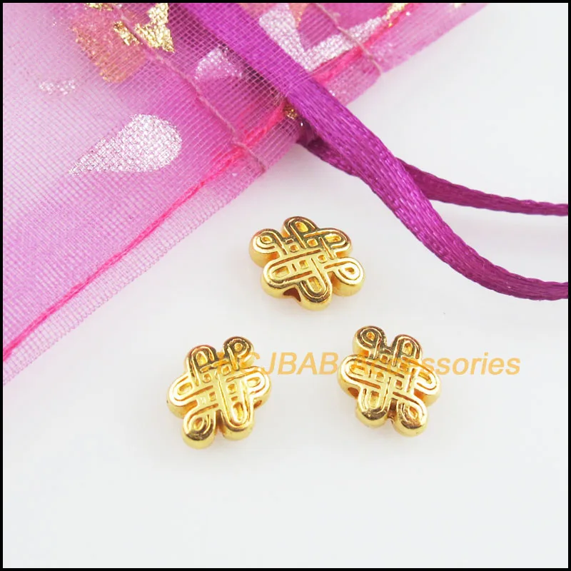 New 40Pcs Gold Color Flower Chinese Knot Spacer Beads Charms 7x10mm | Украшения и аксессуары