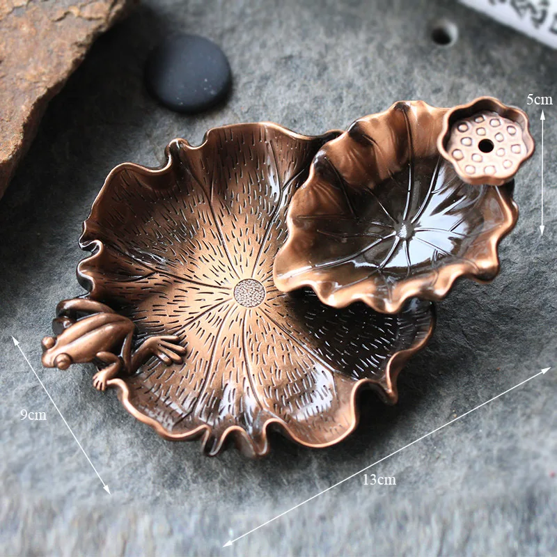 

Vintage Lotus Backflow Incense Burner Creative Incense Holder Waterfall Aromatherapy Censer Home Decor Office Craft +10pcs Cones