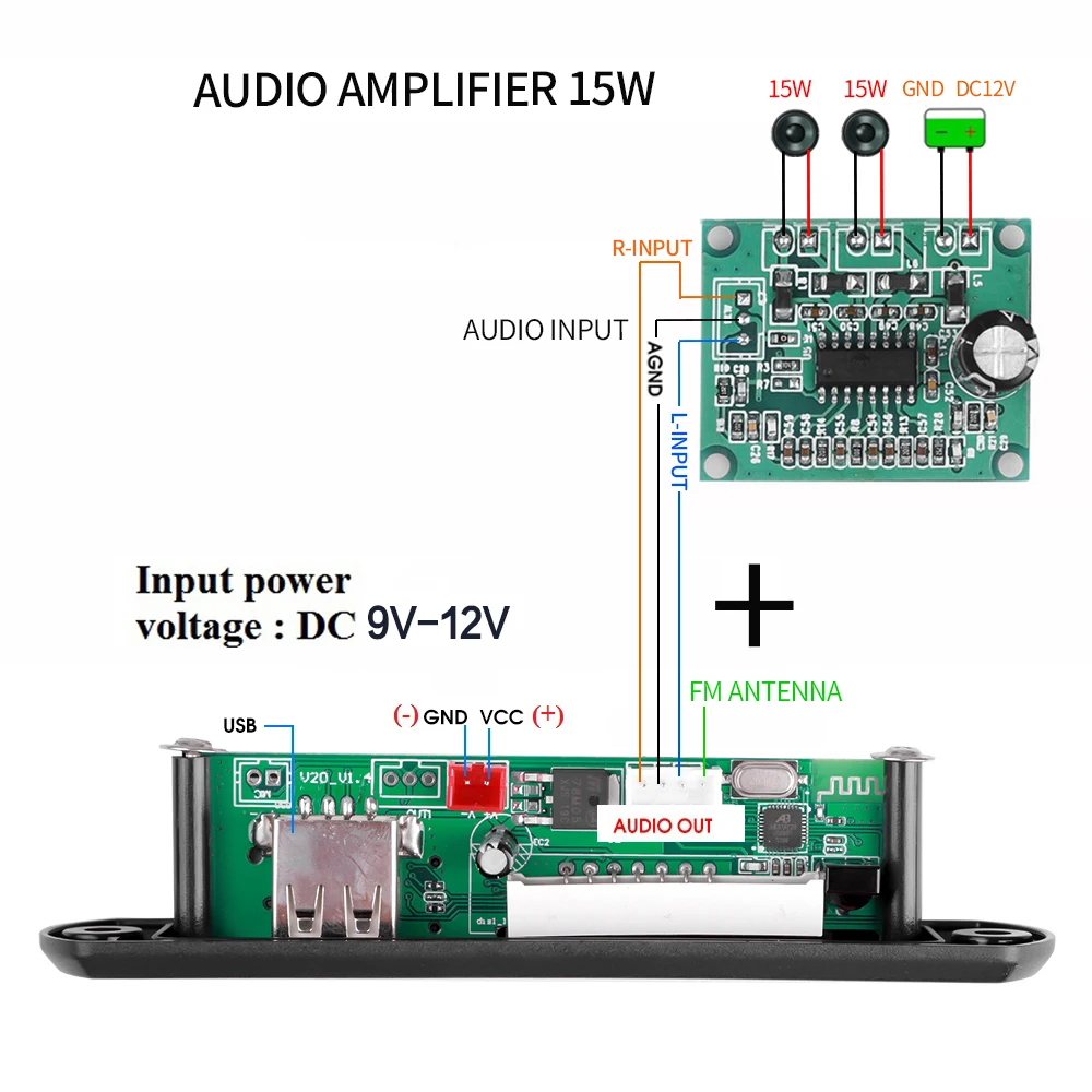Kebidu беспроводной Bluetooth 9V-12V MP3 WMA декодер плата аудио модуль USB TF радио для
