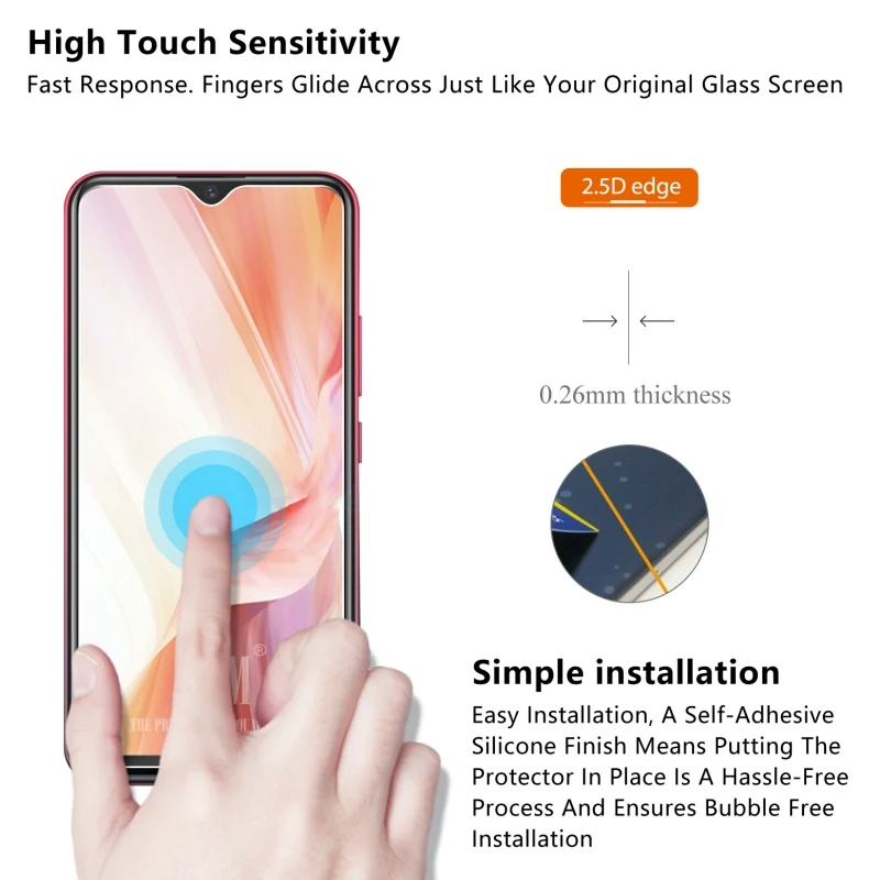 Закаленное стекло для vivo Y11 2019 Защитное экрана 2.5D 9H Премиум защитная