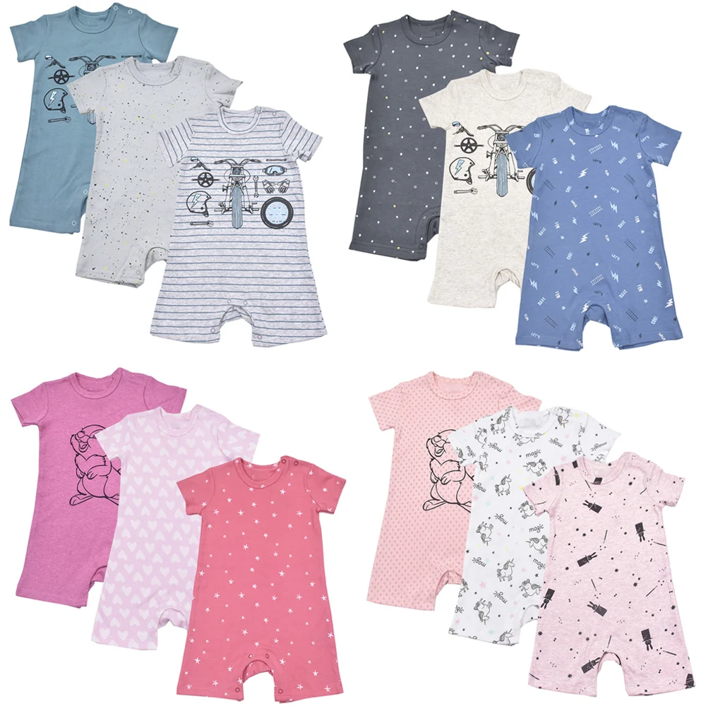 Комбинезон детский 3 шт./лот хлопковый с коротким рукавом | Детская одежда и обувь