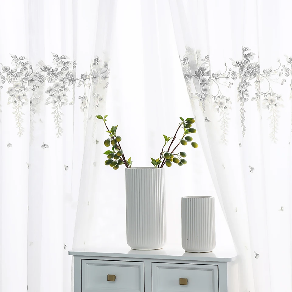 Вышитые занавески для гостиной роскошные спальни Цветные Цветочные марлевые