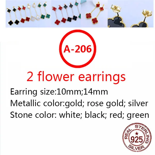 

A206 S925 sterling silver earrings simple personality fashion style hypoallergenic size four-leaf clover shape girlfriend