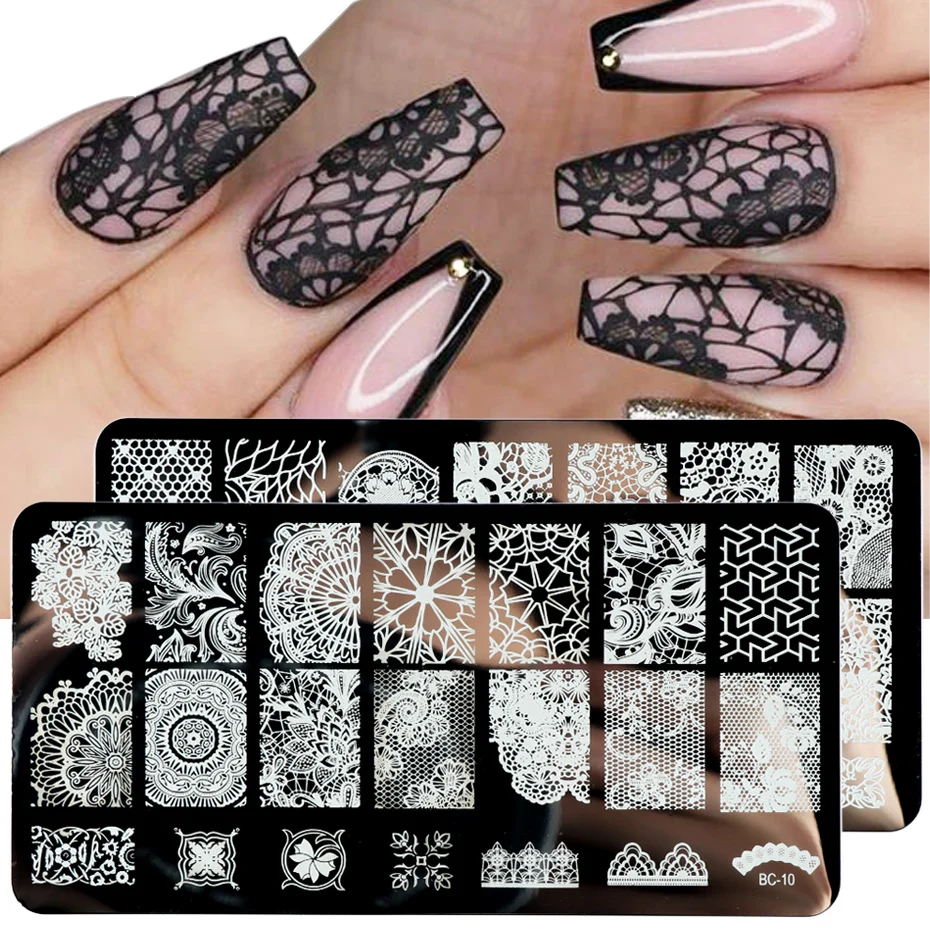 

Lace Flowers Nail Stamping Plates Mandala Geometric Nail Art Stamp Templates Polish Printing Stencils Manicure Tools TRBC01-20