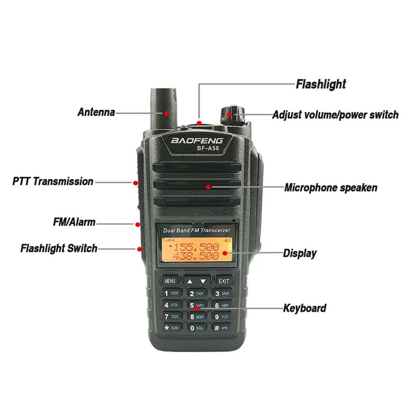 2 шт. Baofeng BF-A58 иди и болтай Walkie Talkie “иди 10 км IP67 Водонепроницаемый радиостанцией