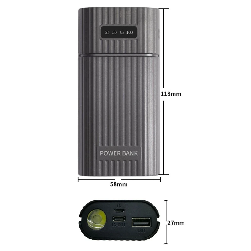 

KX4A DIY Power Bank 2x 18650 18700 20700 21700 Battery Box Case Kit Universal USB Charger with LED Flashlight for Smartphone
