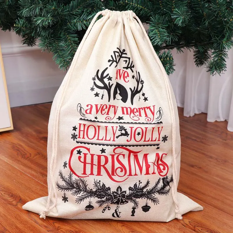 

Large Christmas Santa Sacks 65x47cm Merry Christmas Candy Gift Bags For 2020 New Year Rustic Drawstring Bags Packaging