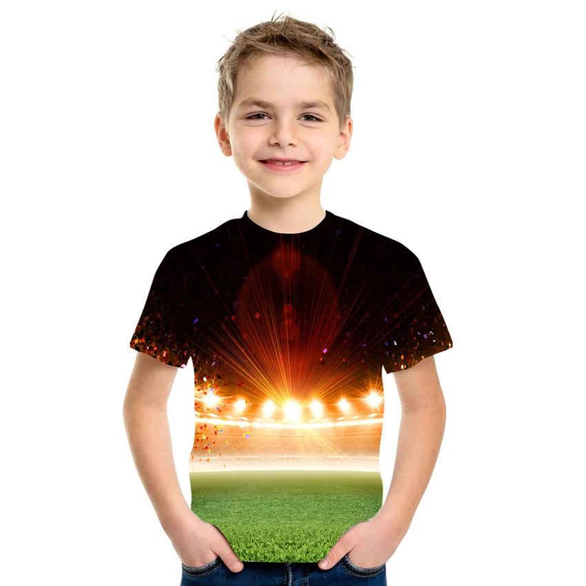 

2021 short sleeve printed 3D pattern T-shirt for boys and girls loose and comfortable casual style size 4T-16T.