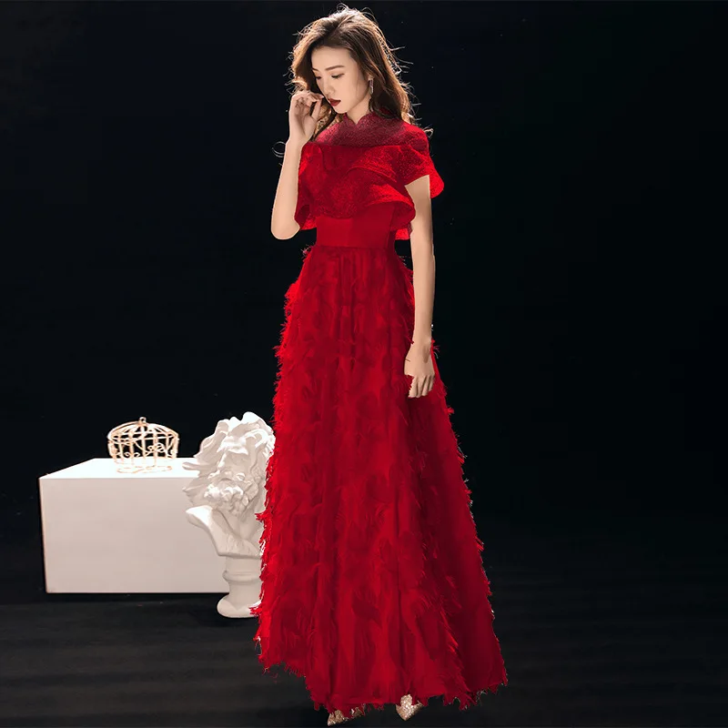 Burgundy Red-Long Вечерние платья, вечерние платья, длинные кружевные вечерние платья, элегантные вечерние платья для особых случаев ES2545 - Цвет: Burgundy Red-Long