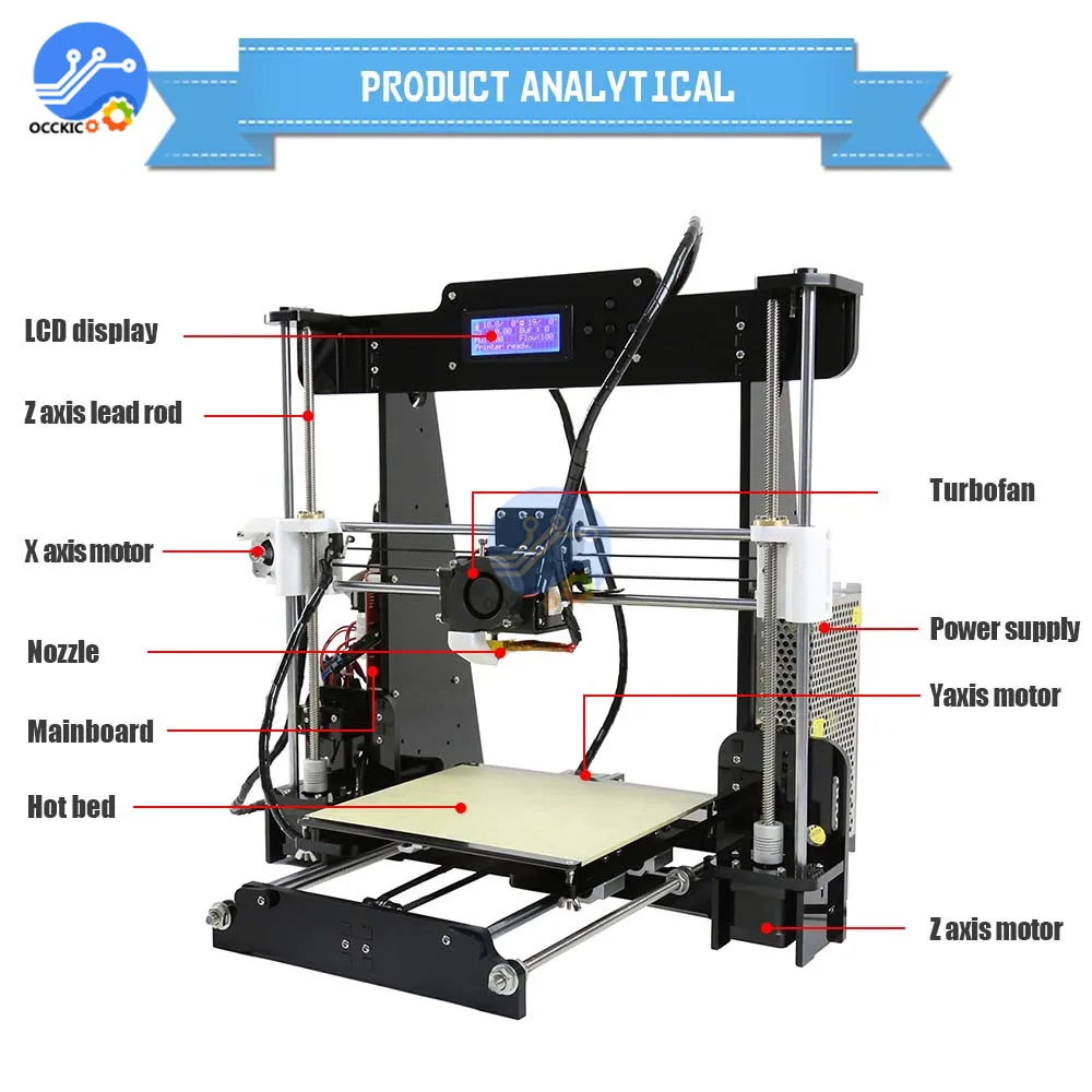 3D принтер Anet A8 220 В 110 в 250 Вт алюминиевая акриловая рама PCB ЖК дисплей высокого