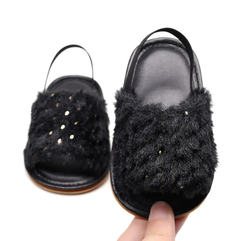 

New Summer Baby Slippers Sandal Newborn Toddler Baby Girls Infant Cute Plush Gold-dot Soft Crib Elastic Band Babe Shoes 0-24M