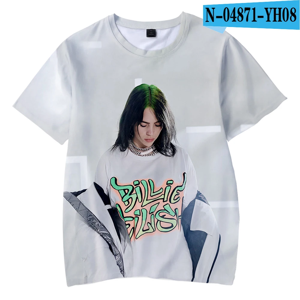 Цвет: желтый Billie Eilish/ летняя футболка для мальчиков, Детская футболка с 3d принтом для мальчиков и девочек, детская одежда для 4, 5, 6, 7, 8, 9, 10, 12 лет - Цвет: Цвет: желтый