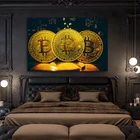 Wangart Золотая монета на печатной плате, Майнинг биткоина, концепция, Настенная картина для гостиной, спальни, холст, Современный художественный плакат и печать
