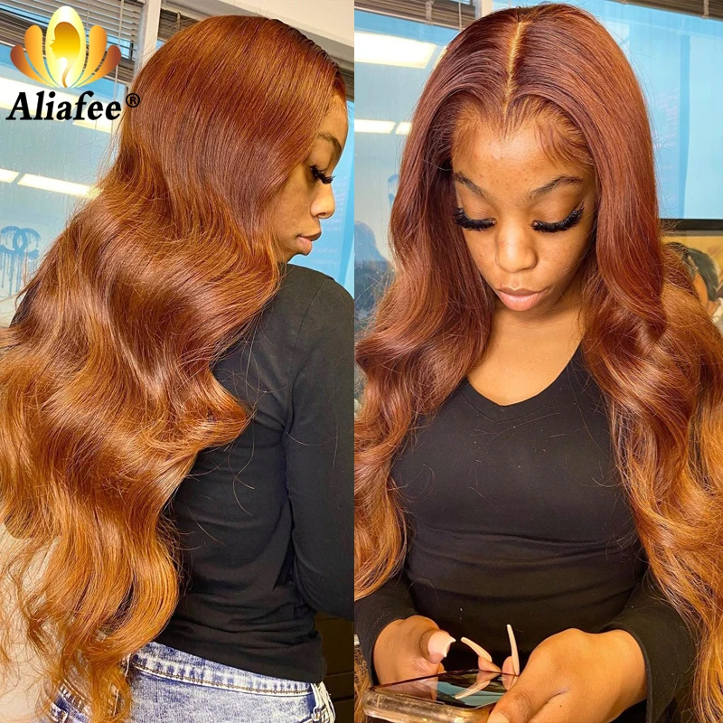 Transparent Ombre Honey Brown Body Wave Human Hair Wigs Malaysian Hair Lace Front Wig 30