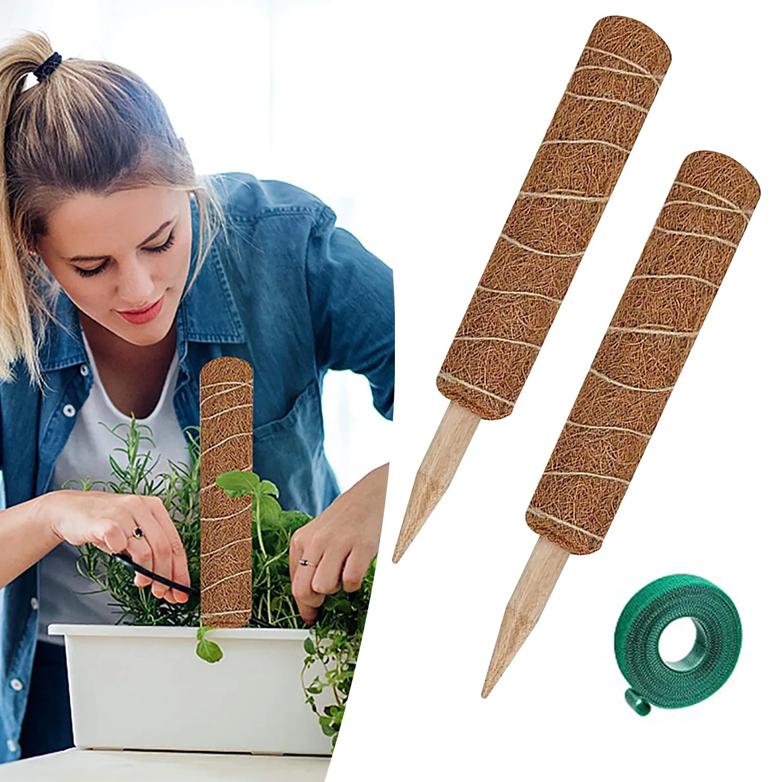 

2pcPlant Climbing Pole Coir Fiber Moss Stick Coir Moss Palm Vines Stick Plant Support Extension Climbing Indoor Plants Creepers