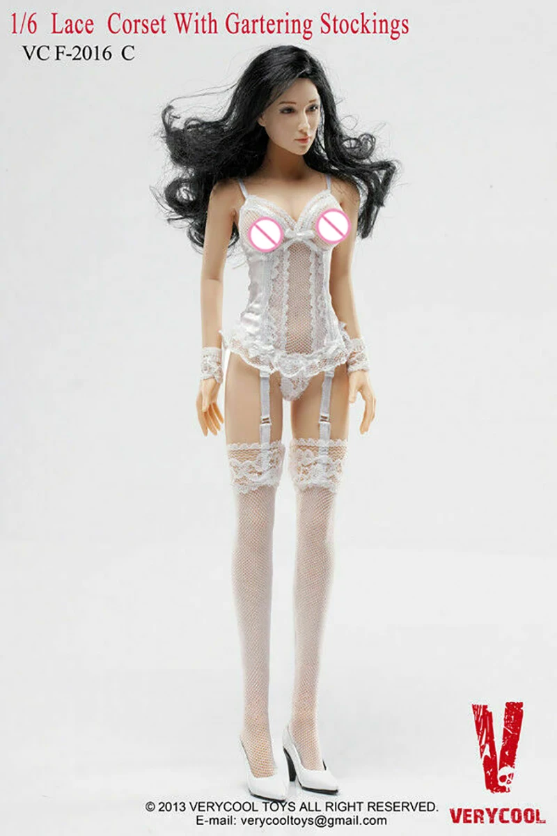 

VERYCOOL VCF2016 1/6 White Women Stocking Lace Corset Gartering Stockings fit 12" Action Figure Model for Fans Collection