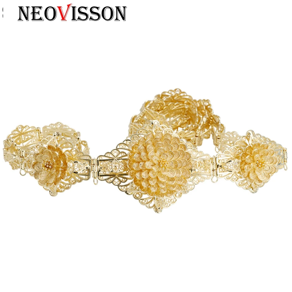 

NEOVISSON Flower Metal Belt For Women Caftan Wedding Dress Algeria Jewelry