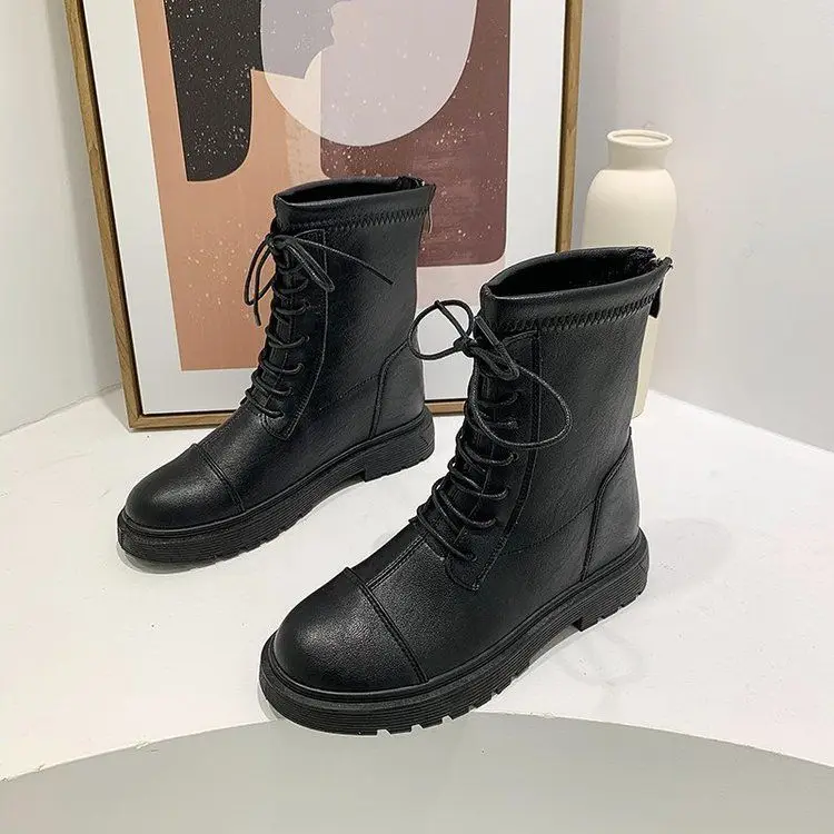 

Women Soft Leather Wedges Ladies Warm Cross-tied Vintage Simple Women Shoes Non-slip Ankle Winter Boots