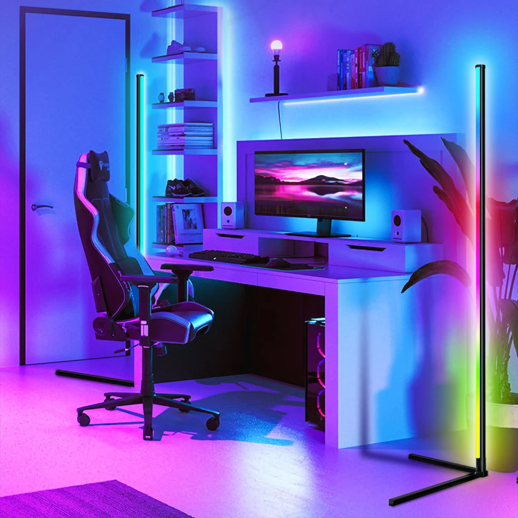 

RGB светодиодная Напольная Лампа для спальни, прикроватный Декоративный Напольный Светильник, декоративный комнатный атмосферный стоячий с...