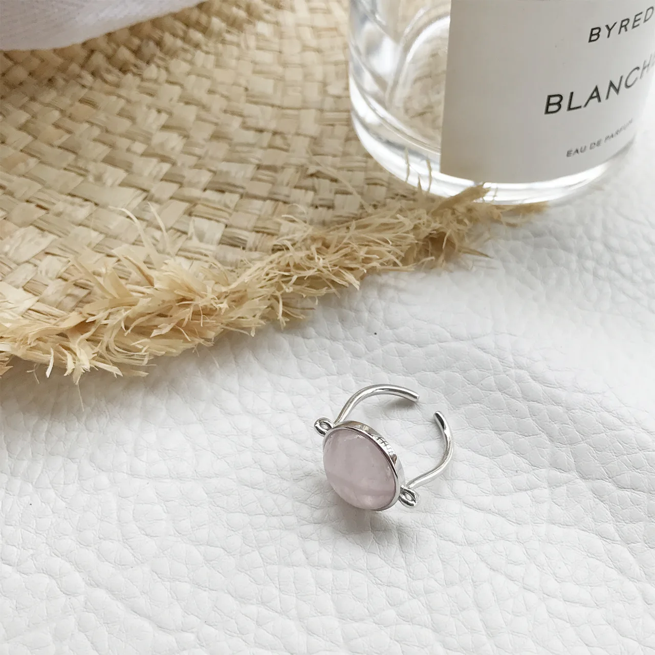 

Real 925 Sterling Silver Natural Crystal Handmade Big Trendy Opening Ring Female Jewelry Korean Design Rings for Women Party