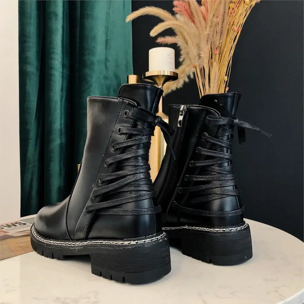 Модные ботинки со шнуровкой сзади Femme Новинка 2019 года Зимние Замшевые Кожаные