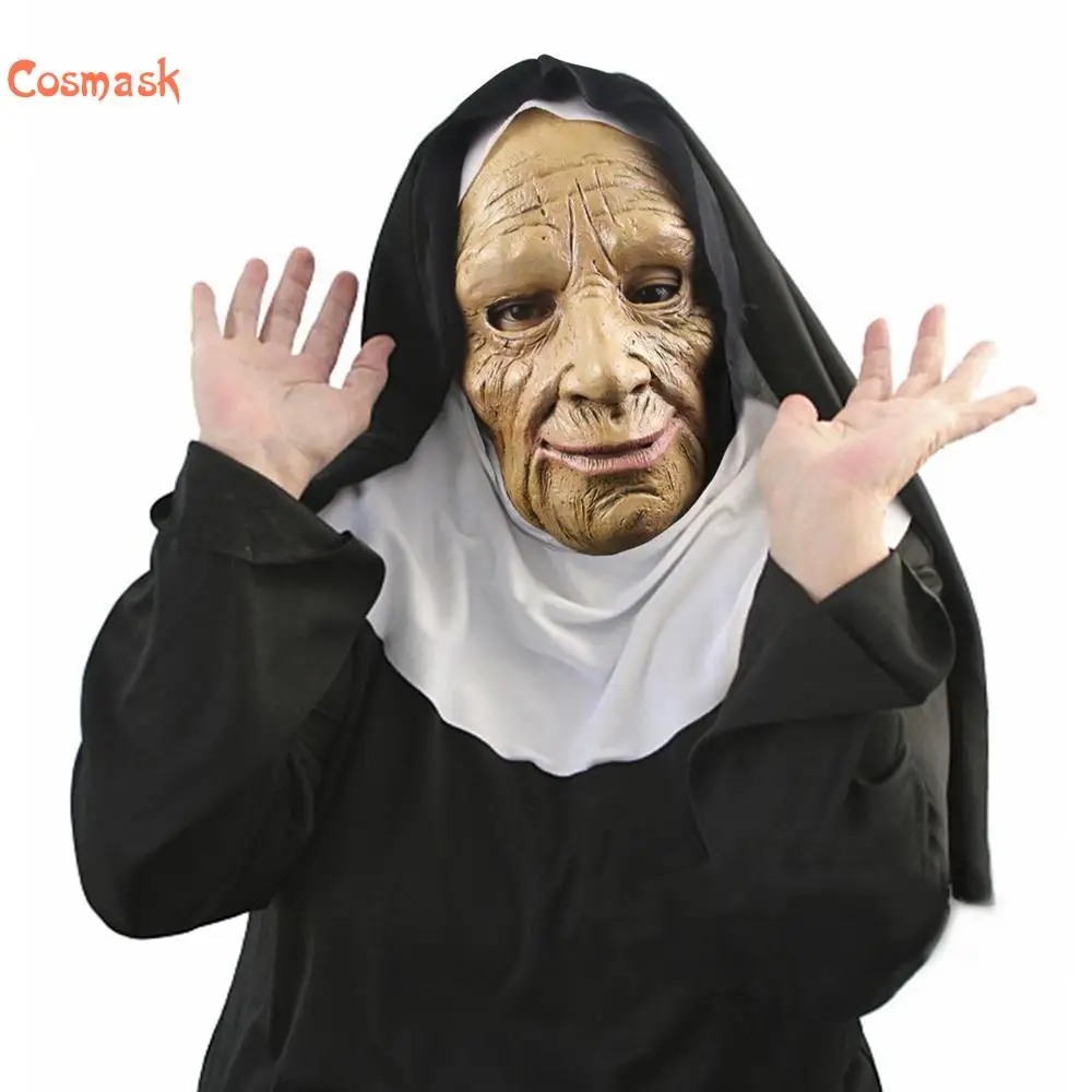 Маска для лица Cosmask The Nun с вуалью Хэллоуина латексная маска пожилых женщин