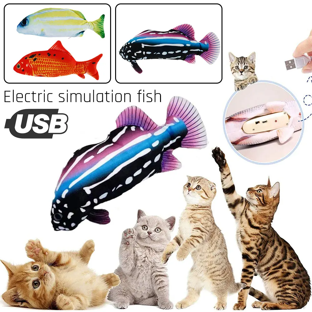 

Cat Interactive Toy USB Electric Charging Simulation Dancing Wagging Fish Refillable Catnip Cat Toys Pets Moving Chew Bite Toys
