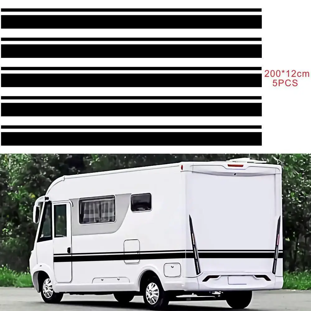 

5pcs Motorhome Car Stripes Vinyl Stickers Camper Van Horsebox Caravan RV Decals Stickers