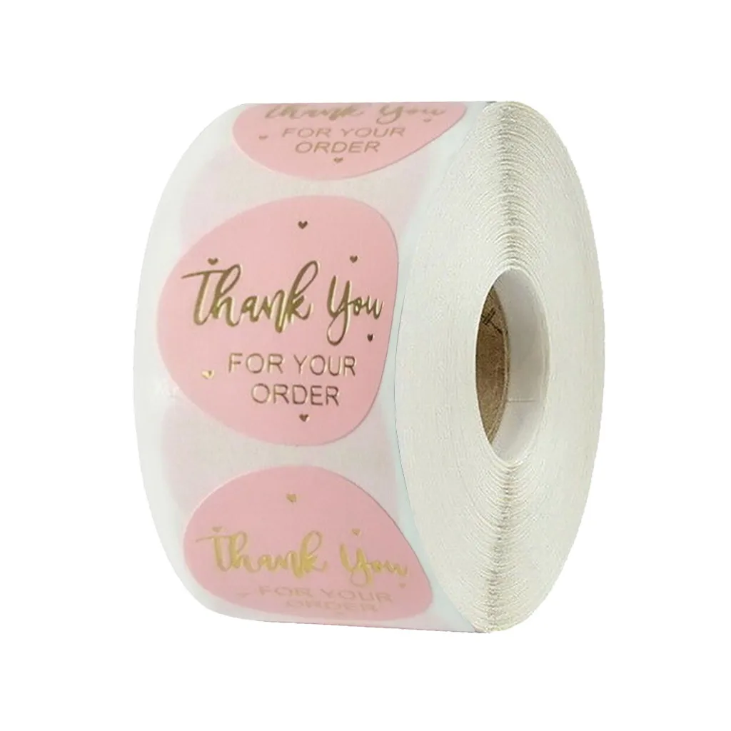Розовые этикетки наклейки из фольги спасибо 1 дюйм 500 шт. на вкус для делового