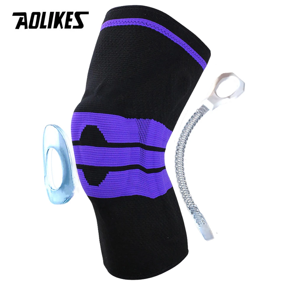 Black AOLIKES 1 шт. поддержка баскетбола Силиконовые Мягкие Наколенники наколенники Поддержка бандаж Meniscus коленной чашечки защита спортивной безопасности Защита - Цвет: Black