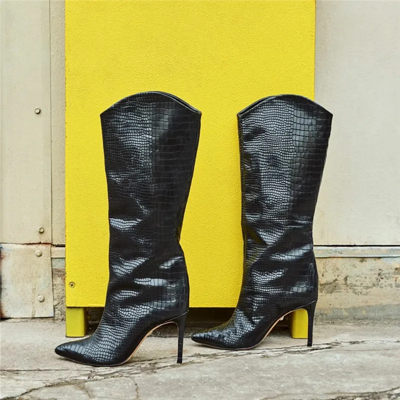 FEDONAS/пикантные кожаные женские сапоги до колена с принтом животных модные зимние