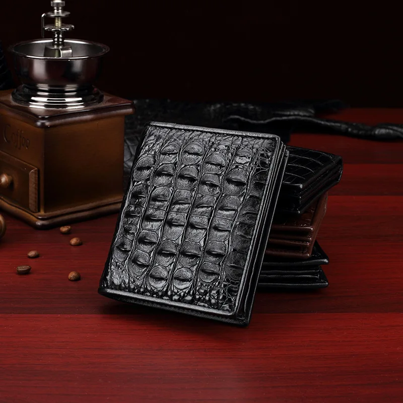 Luxury Brand Crocodile Leather Men Wallet Leisure Business Multi-Card Position Short Wallet Genuine Leather Black Brown Purse