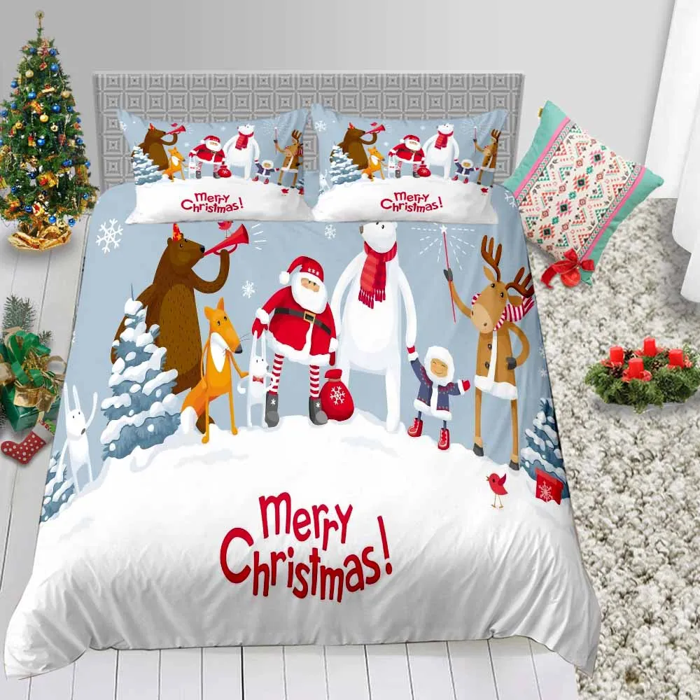 1 Merry Christmas Санта Клаус постельное белье высокого качества пододеяльник один Твин Полный queen King Размер праздничные подарки простыня - Цвет: 1