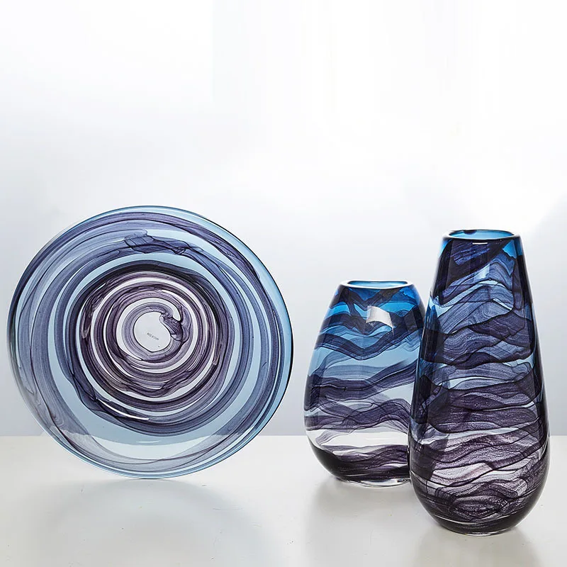 

Gradient Dream Colorful Glass Vase Flower Arrangement Sea Wave Texture Flowers Vases Transparent Hydroponic Container Home Decor